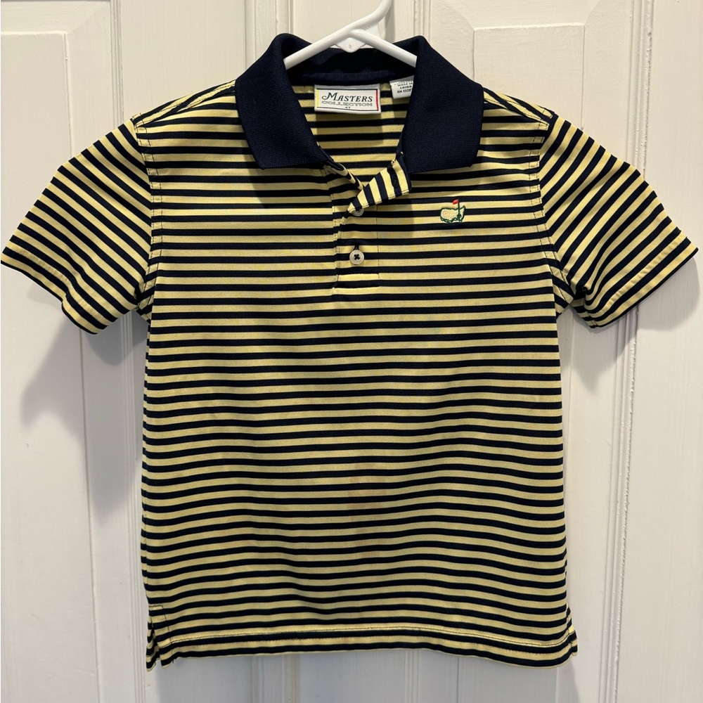 Master Youth Navy and Yellow Stripe Polo